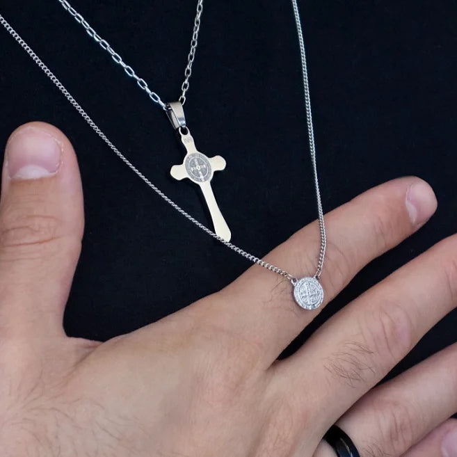 Escapulário Aço Mini São Bento